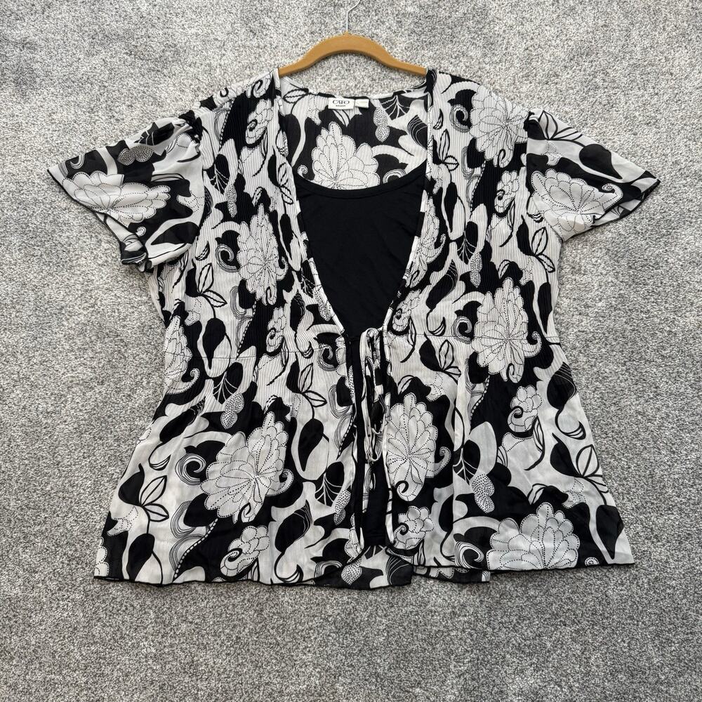 Cato Top 22/24W Plus Floral Retro Y2K Layered Look Flowy Boho Office Casual Chic